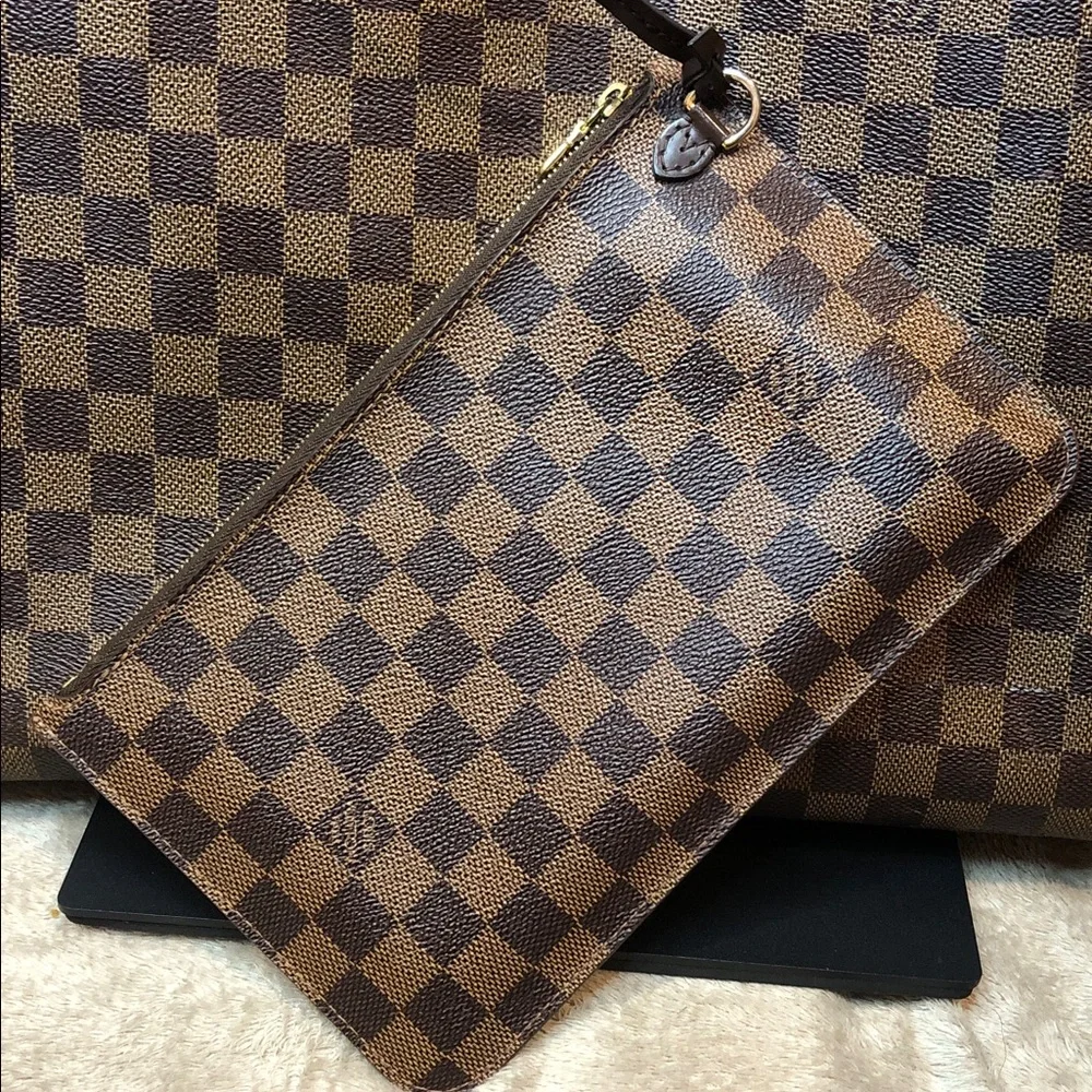 LOUIS VUITTON Damier Ebene Neverfull GM Red Interior Dust Bag Organizer